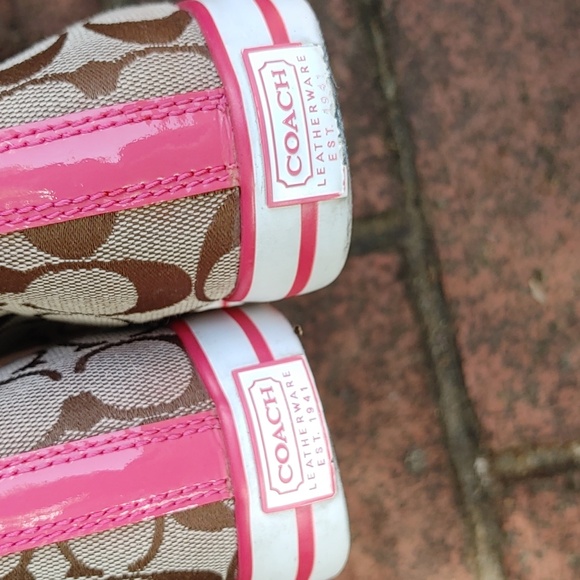 Coach Bonney Pink And Tan Signature High Top Sneaker Size 8.5 (1268) - Picture 8 of 11